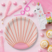 サンライズピンク抽象芸術レトロサンシャイン ペーパープレート (パーティー)