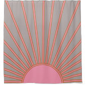 サンライズピンク&グレーサンシャイン シャワーカーテン (正面)