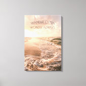 サンライズフォトデコールビーチと引用文 キャンバスプリント (正面)