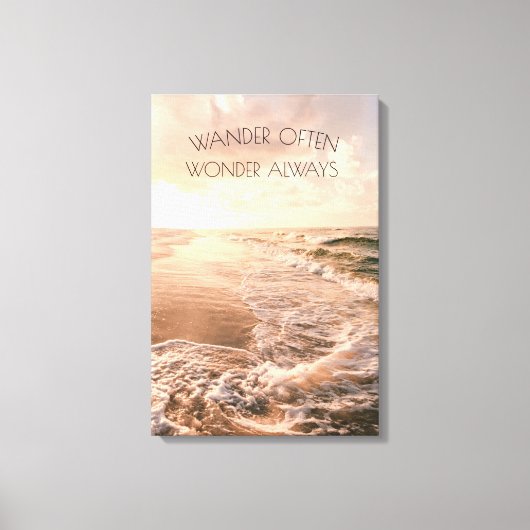 サンライズフォトデコールビーチと引用文 キャンバスプリント (正面)