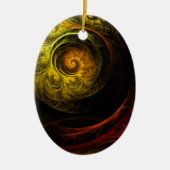 サンライズフローラレッド抽象芸術アートオーバルオーナメント セラミックオーナメント (正面)