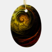 サンライズフローラレッド抽象芸術アートオーバルオーナメント セラミックオーナメント (裏面)