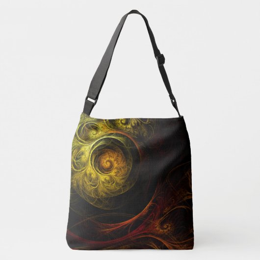 サンライズフローラレッド抽象芸術アートクロス体 クロスボディバッグ (裏面)