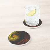 サンライズフローラレッド抽象芸術アートサンドストーンコースター コースター (側面)