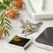 サンライズフローラレッド抽象芸術アートスモール キーホルダー (側面)