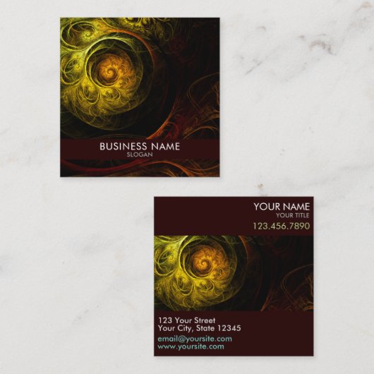 サンライズフローラレッド抽象芸術アートプロフェッショナル スクエア名刺 (正面/裏面)