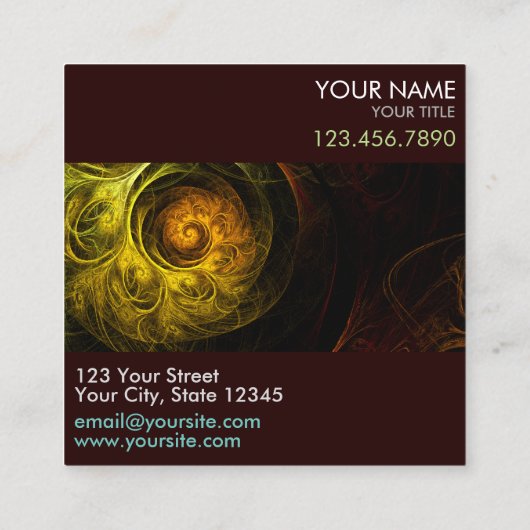 サンライズフローラレッド抽象芸術アートプロフェッショナル スクエア名刺 (裏面)