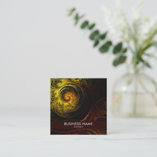 サンライズフローラレッド抽象芸術アートプロフェッショナル スクエア名刺 (スタンド正面)