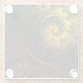 サンライズフローラレッド抽象芸術アート ガラスコースター (裏面)