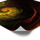 サンライズフローラレッド抽象芸術アート ポスター (角)