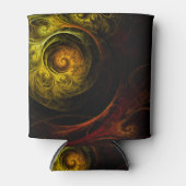 サンライズフローラレッド抽象芸術アート 缶クーラー (正面)