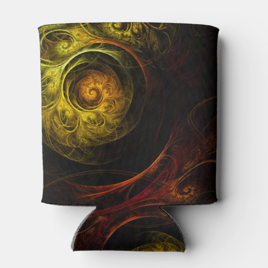 サンライズフローラレッド抽象芸術アート 缶クーラー (裏面)