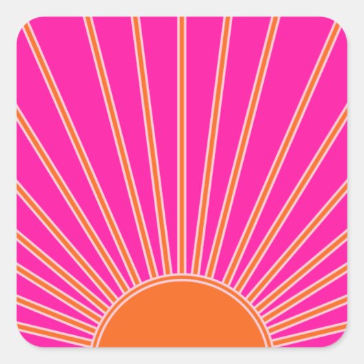 サンライズホットピンクとオレンジサンシャイン名門私立校風のズ スクエアシール (正面)