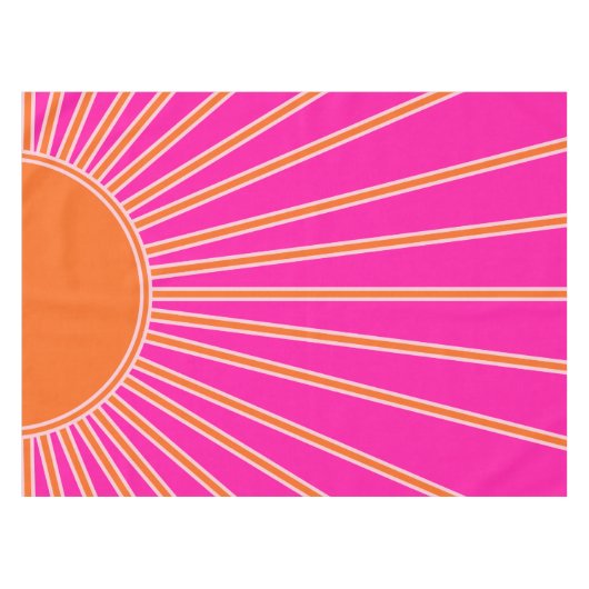 サンライズホットピンクアンドオレンジサンシャ名門私立校風のイン テーブルクロス (正面(横))