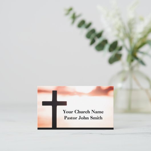 サンライズホワイトブラッククロスチャーチパスター 名刺 (スタンド正面)