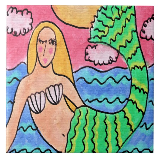 サンライズマーメイド抽象芸術絵画デジタル タイル (正面)