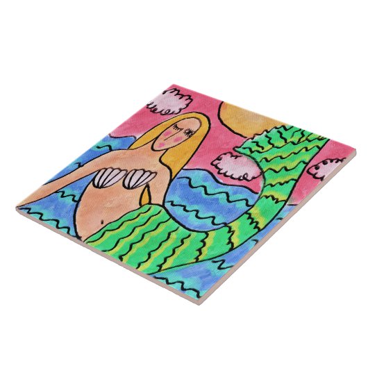 サンライズマーメイド抽象芸術絵画デジタル タイル (側面)