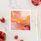 サンライズモダンオレンジピンクと金ゴールド スタンダードカクテルナプキン (インサイチュ)