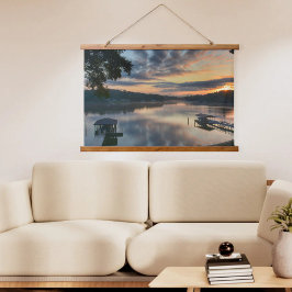 サンライズレイクビューシーニックウォーターフロントフォト 吊り下げ型タペストリー