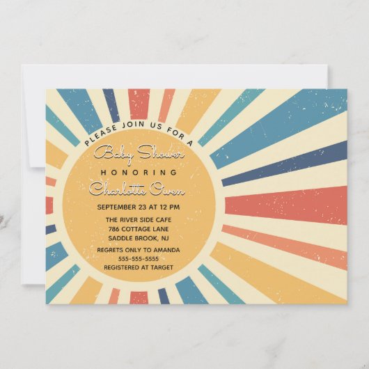 サンライズヴィンテージiレトロサンiサンシャインベビーシャワー 招待状 (正面)