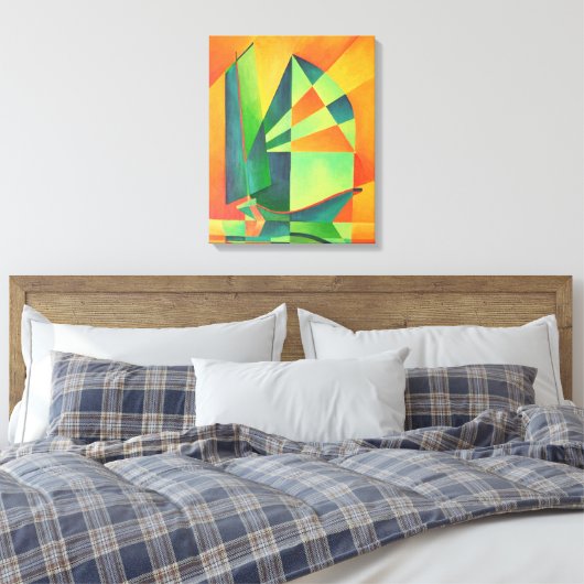 サンライズ中国のオレンジアンドグリーンのジャンクセイルズ キャンバスプリント (インサイチュ (寝室))