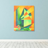 サンライズ中国のオレンジアンドグリーンのジャンクセイルズ キャンバスプリント (インサイチュ (ウッドフロア))