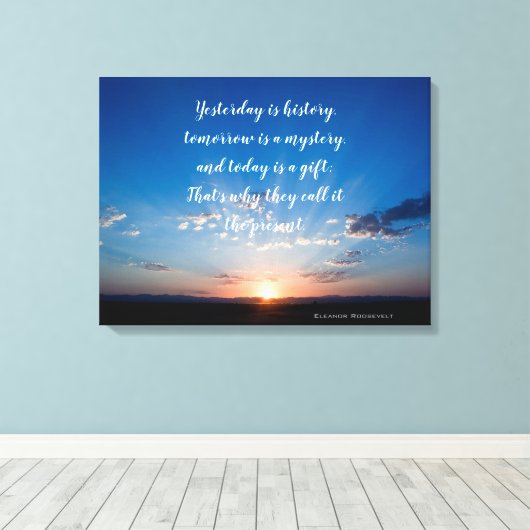 サンライズ今日はギフト感動的引用文 キャンバスプリント (インサイチュ (ウッドフロア))