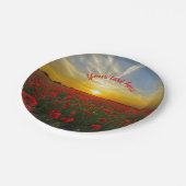 サンライズ写真の美しい赤いポピー畑 ペーパープレート (アングル)