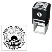 サンライズ山の背後の日没ライブラリブック名 セルフインキングスタンプ (インサイチュ)