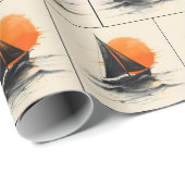 サンライズ帆船シルエットスケッチ ラッピングペーパー (ロールコーナー)