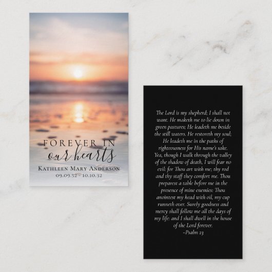 サンライズ海写真記念祈りの言葉カード コーリングカード (正面/裏面)