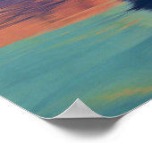 サンライズ熱気球サンライズティール(緑がかった色)ピーチ金ゴールド ポスター (角)