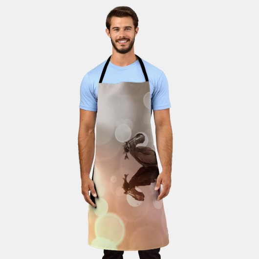 サンライズ素晴らしブルーヘロン反射フィッシャーマンフィッシュ エプロン (着用した状態)