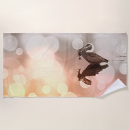 サンライズ素晴らしブルーヘロン反射 ビーチタオル