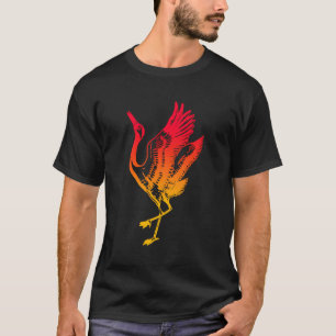 サンライズ赤クラウン付きク日本のレーン国旗のクレーンカード Tシャツ