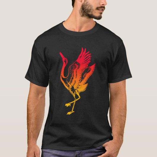 サンライズ赤クラウン付きク日本のレーン国旗のクレーンカード Tシャツ (正面)
