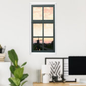 サンライズ風車フェイク窓ビューポスター ポスター (ホームオフィス)