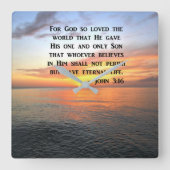 サンライズ·ジョン3:16活気づけるの写真 スクエア壁時計 (正面)