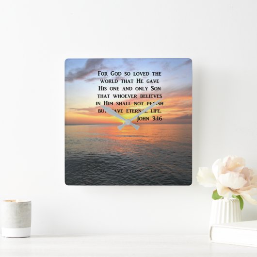 サンライズ·ジョン3:16活気づけるの写真 スクエア壁時計 (ホーム)