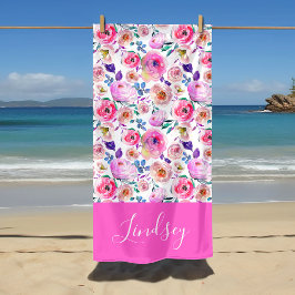 サンライズ ボーホー フローラル モノグラム ビーチタオル