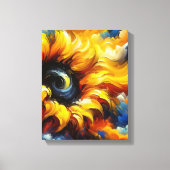 サンライトのエッセンス – 抽象芸術ひまわりウォールアート キャンバスプリント (正面)