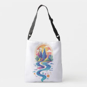 サンライトのピークと流れる川 クロスボディバッグ (裏面)