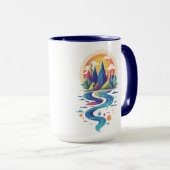 サンライトのピークと流れる川 マグカップ (正面右)