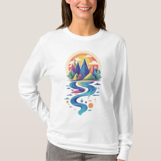 サンライトのピークと流れる川 Tシャツ