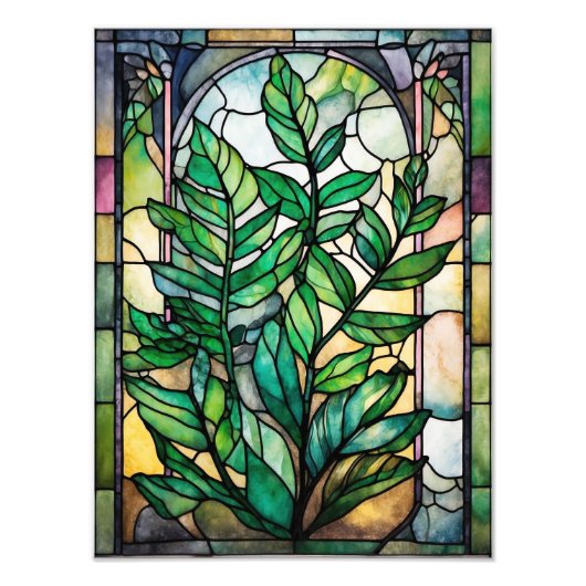 サンライトの喜び：ステンドグラスのユリ フォトプリント            (正面)