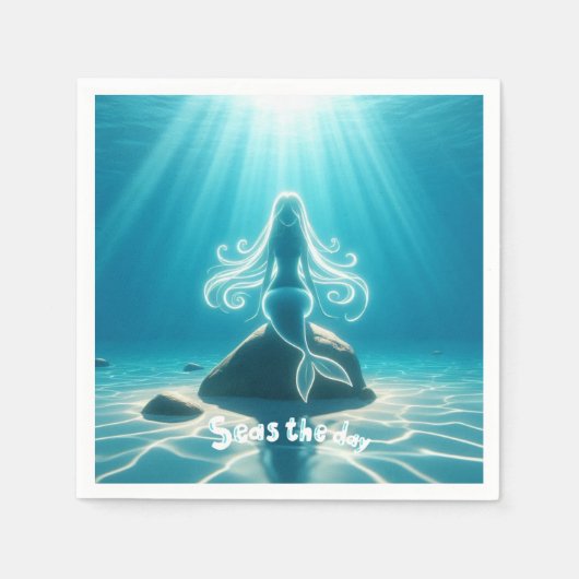 サンライトの水中の人魚 スタンダードカクテルナプキン (正面)