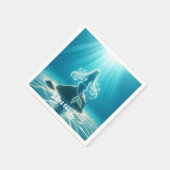 サンライトの水中の人魚 スタンダードカクテルナプキン (角)
