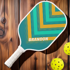 サンライトの海ヴィンテージシェブロンと名前のフェード ピックルボールラケット