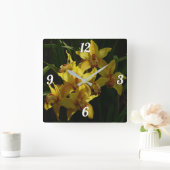 サンライトイエローランフローラ スクエア壁時計 (ホーム)