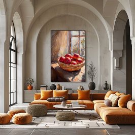 サンライトウィンドウでバスケットにリンゴ – Impressionist ポスター